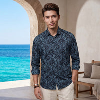 Men's Black Printed Slim Fit Shirts