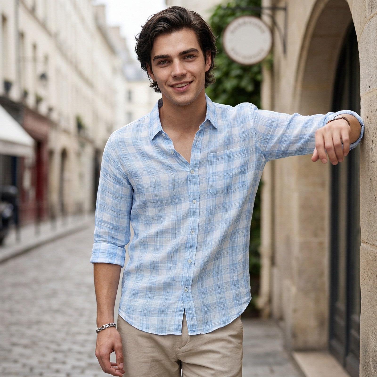 Men's Blue Checks Slim Fit Shirts