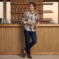 Men's Brown Printed Slim Fit Shirts