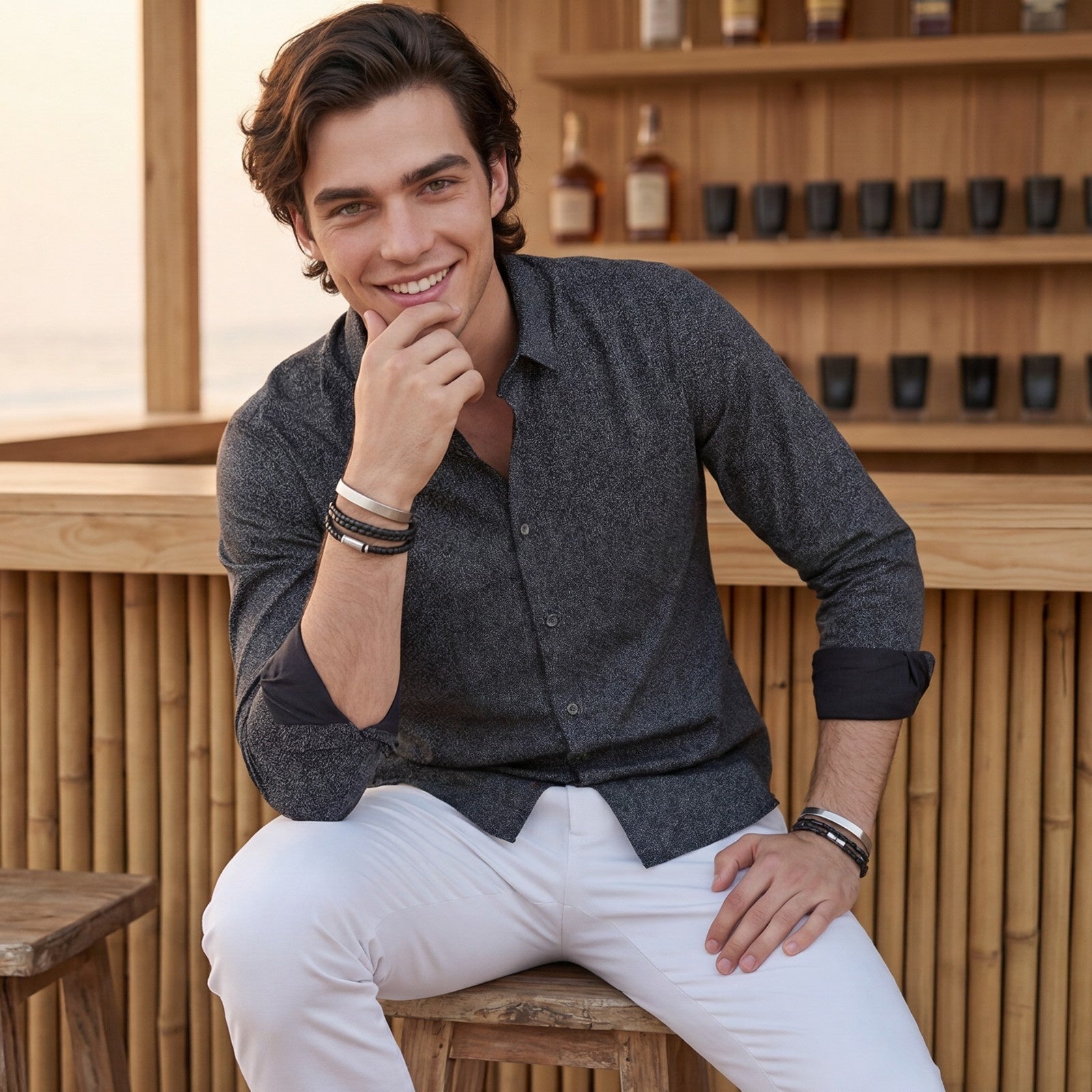 Men's Black Printed Slim Fit Shirts