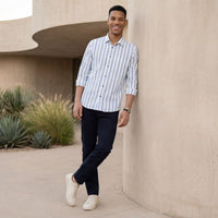 Men's Blue Stripe Slim Fit Shirts