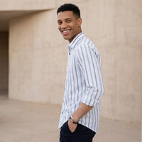 Men's Blue Stripe Slim Fit Shirts