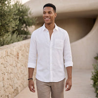 Men's White Solid Slim Fit Shirts