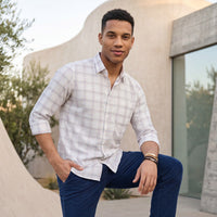 Men's White Checks Slim Fit Shirts