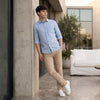 Men's Light Blue Solid Slim Fit Shirts