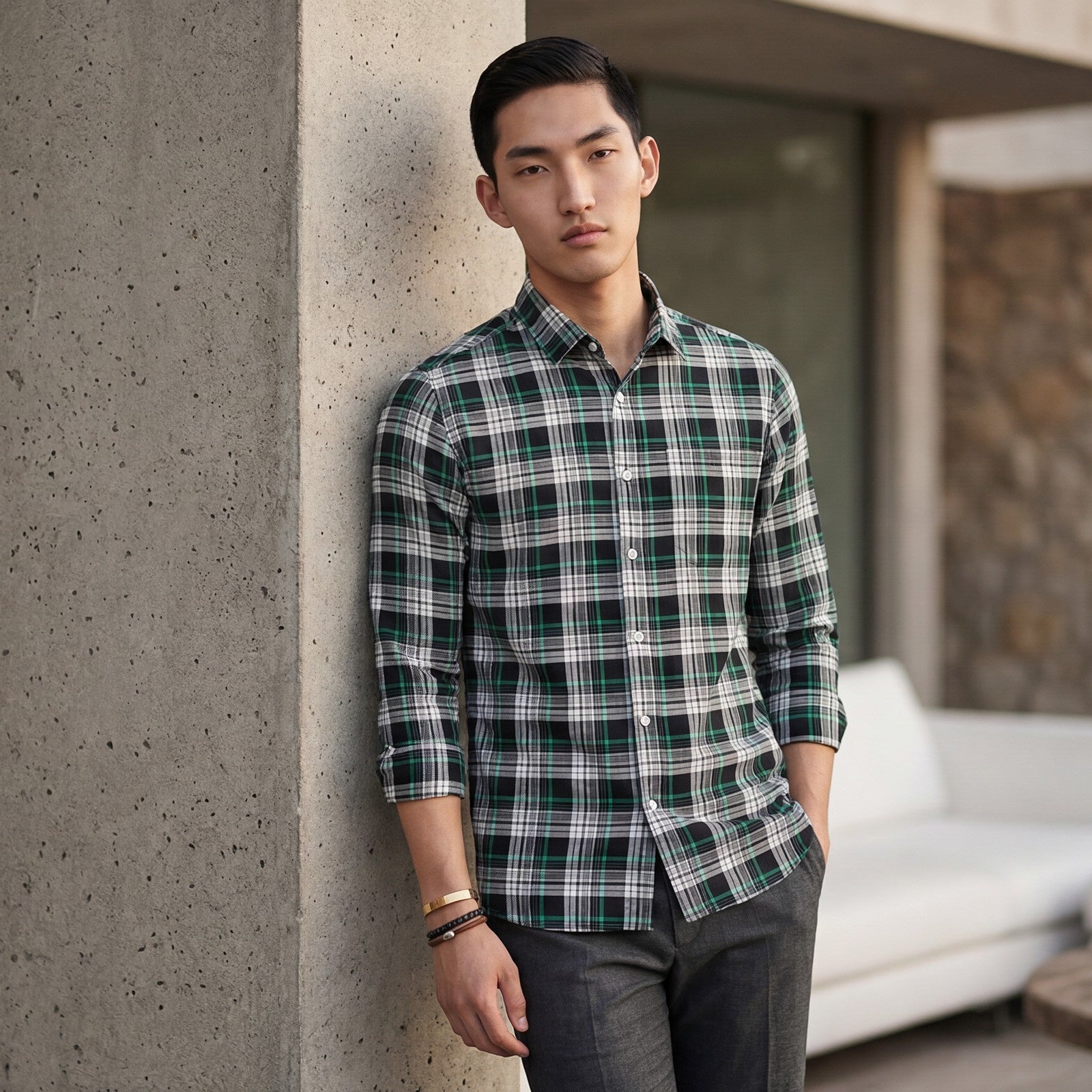 Men's Black Checks Slim Fit Shirts