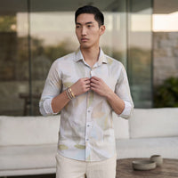 Men's Olive Printed Slim Fit Shirts