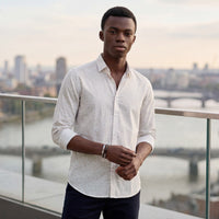 Men's Khaki Printed Slim Fit Shirts