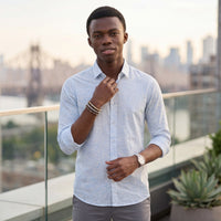 Men's Light Blue Printed Slim Fit Shirts