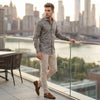 Men's Khaki Printed Slim Fit Shirts