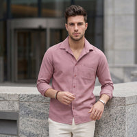 Men's Pink Solid Slim Fit Shirts