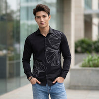 Men's Black Solid Slim Fit Shirts