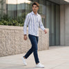 Men's Grey Printed Slim Fit Shirts