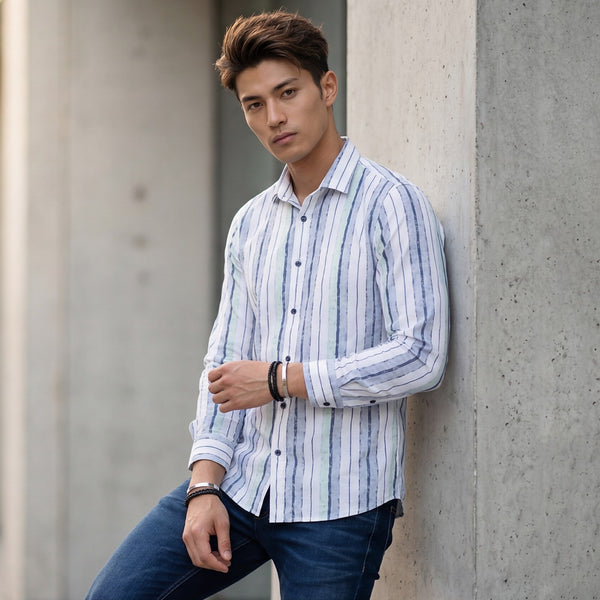 Men's Grey Printed Slim Fit Shirts