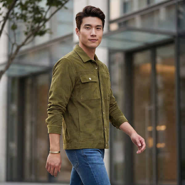 Men's Olive Solid Straight Fit