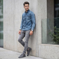 Men's Light Blue Solid Slim Fit Shirts