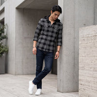 Men's Black Checks Slim Fit Shirts