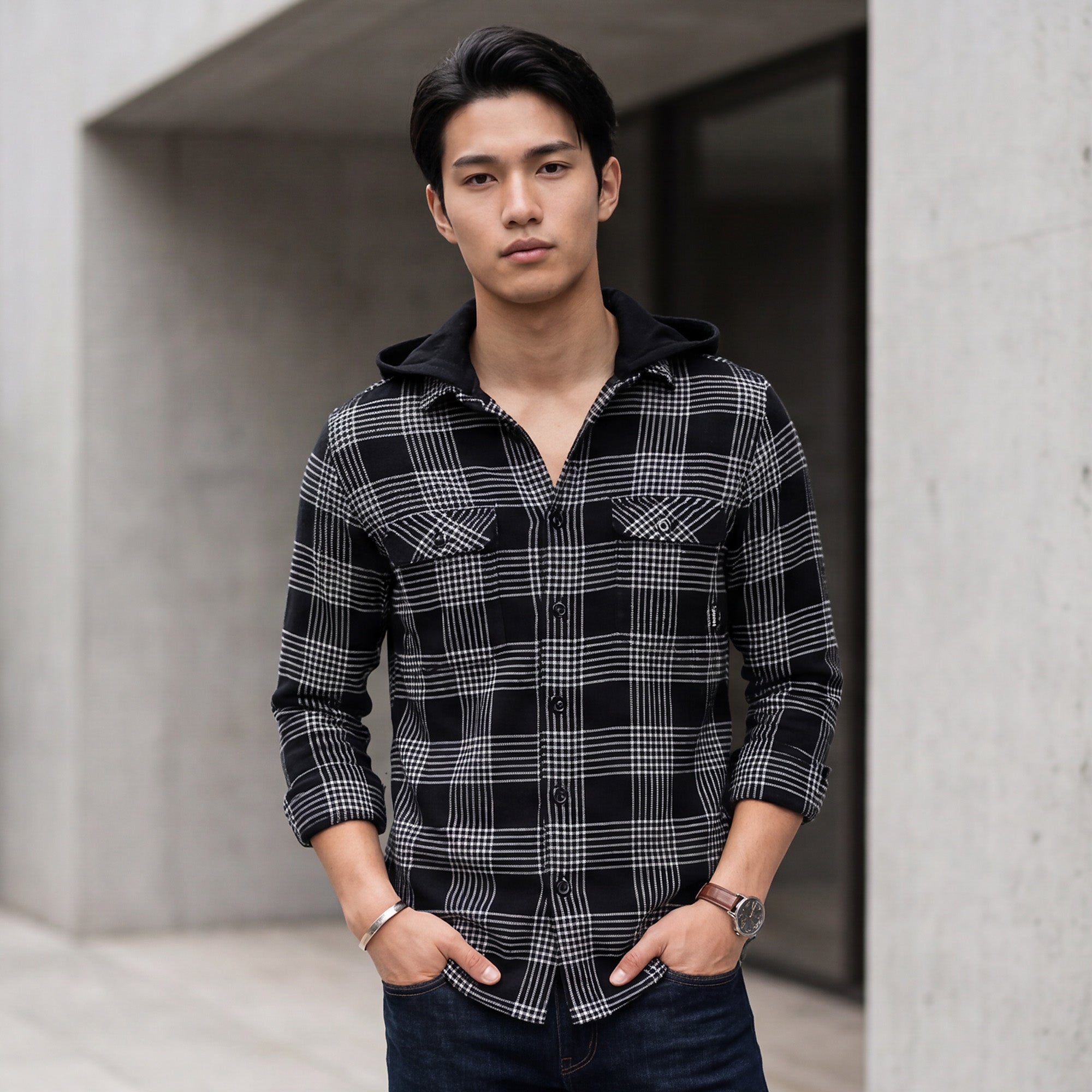 Men's Black Checks Slim Fit Shirts