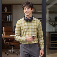 Men's Khaki Checks Slim Fit Shirts