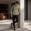 Men's Green Solid Slim Fit Shirts