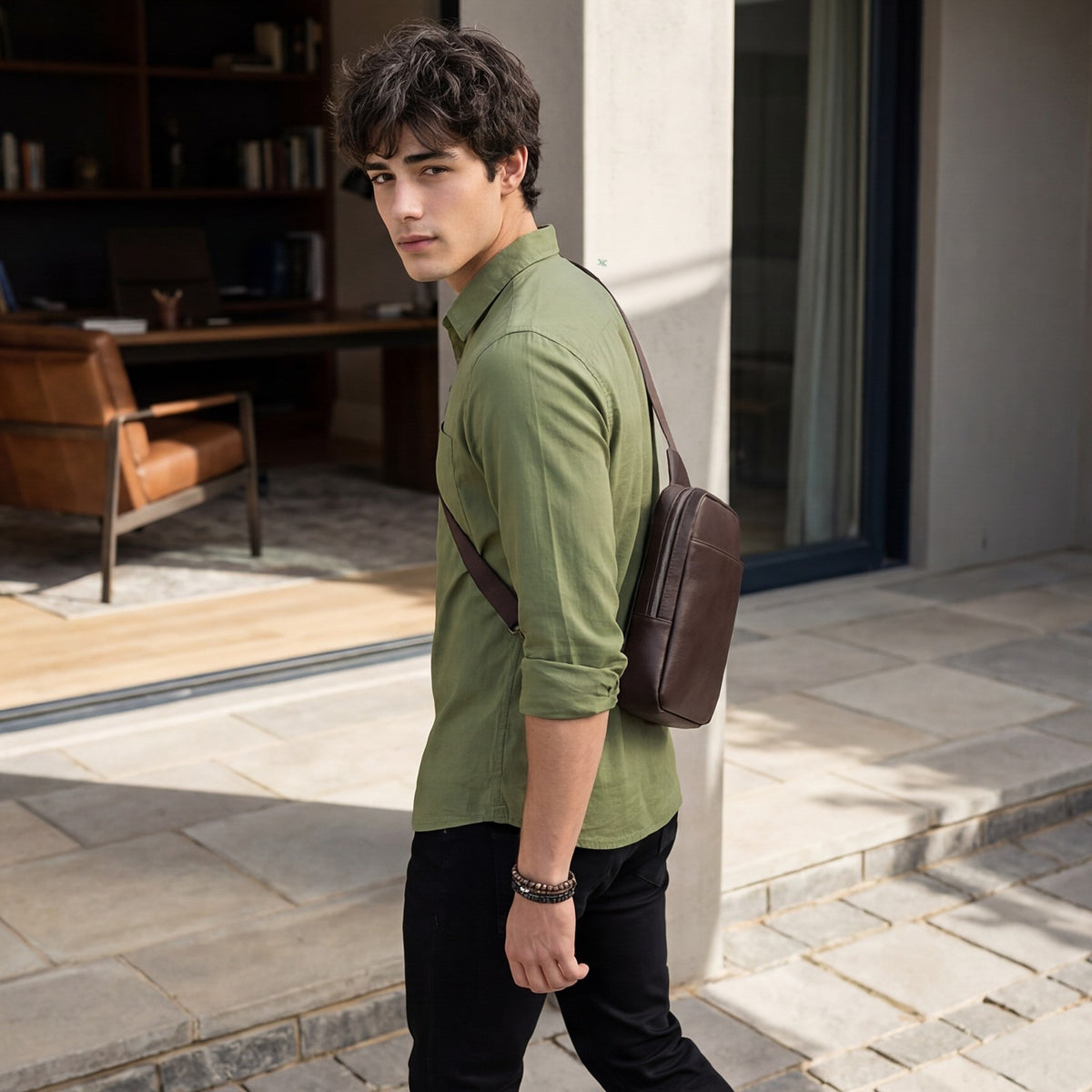 Men's Green Solid Slim Fit Shirts