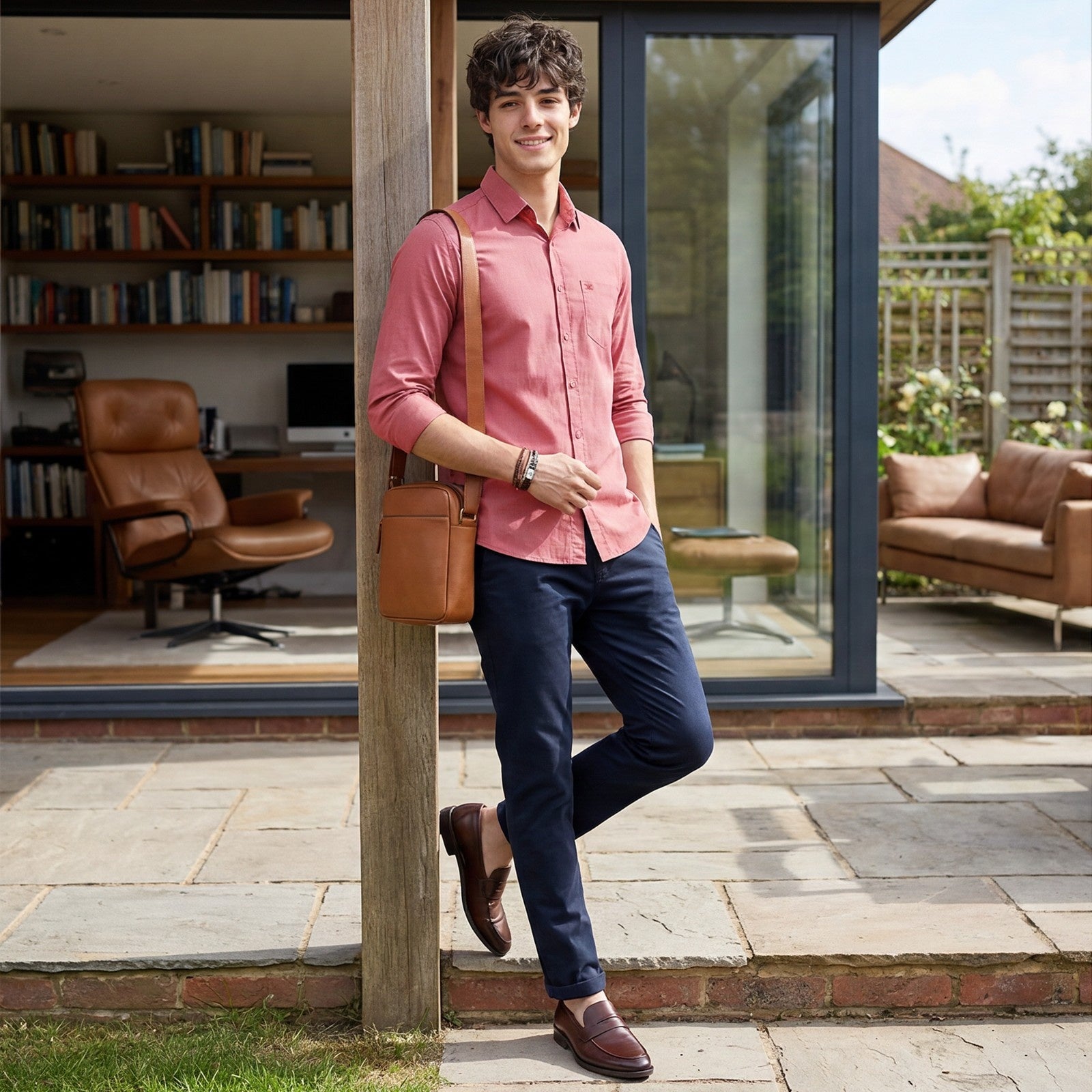 Men's Pink Solid Slim Fit Shirts