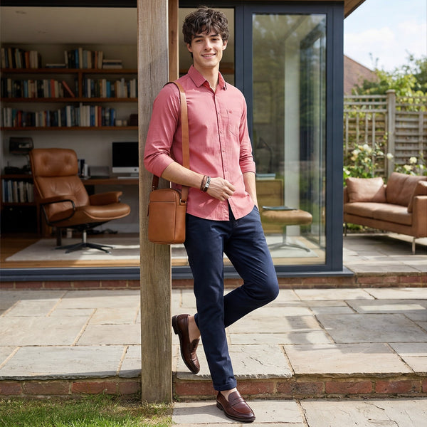 Men's Pink Solid Slim Fit Shirts