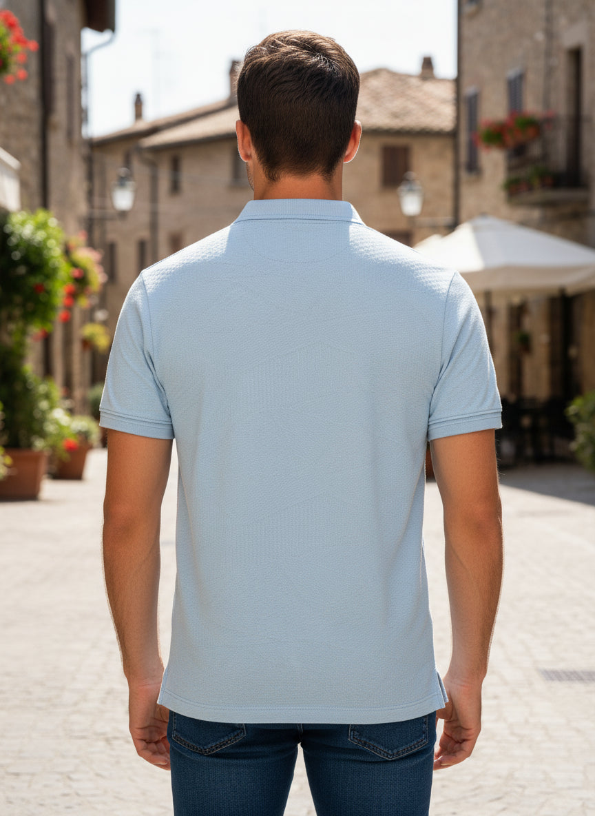 Men's Regular Fit Polo Neck T-shirt - Sky Blue