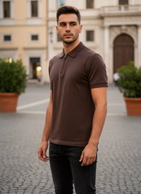 Men's Regular Fit Polo Neck T-shirt - Brown