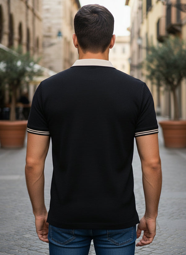 Men's Regular Fit Polo Neck T-shirt - Black