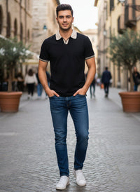 Men's Regular Fit Polo Neck T-shirt - Black