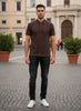 Men's Regular Fit Polo Neck T-shirt - Brown