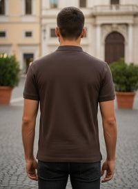 Men's Regular Fit Polo Neck T-shirt - Brown