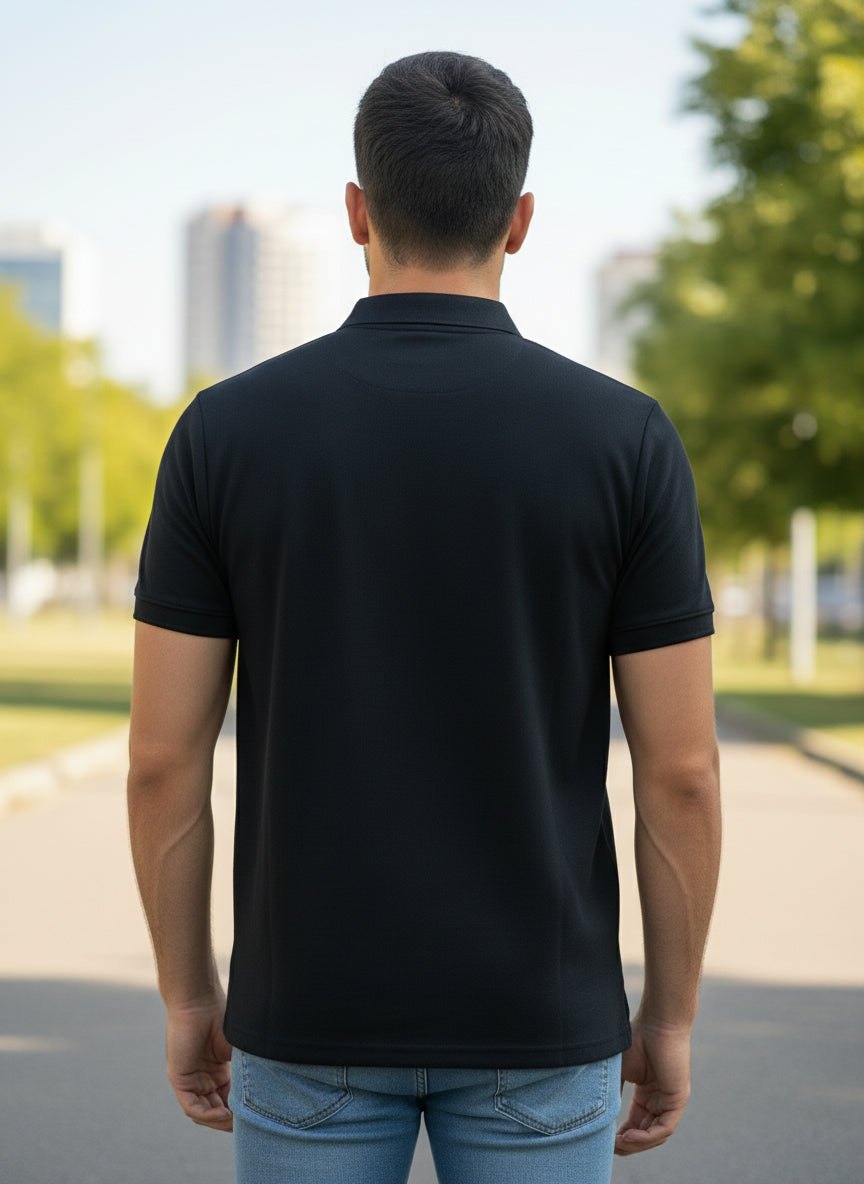 Men's Regular Fit Polo Neck T-shirt - Black