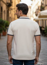 Men's Regular Fit Polo Neck T-shirt - Beige