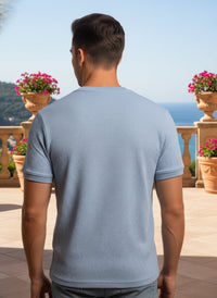 Men's Regular Fit Round Neck T-shirt - Sky Blue