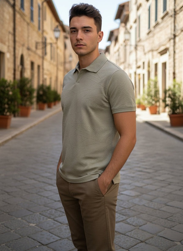 Men's Regular Fit Polo Neck T-shirt - Khaki