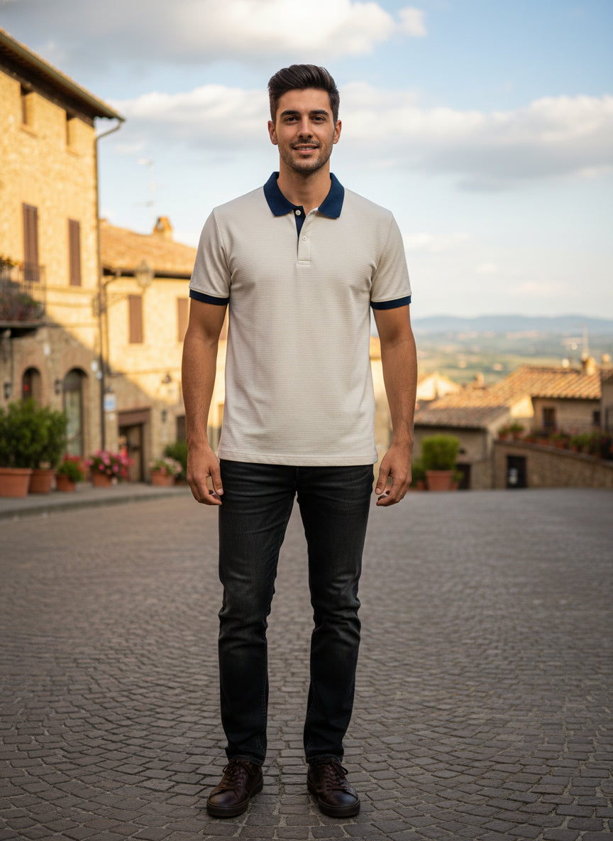 Men's Regular Fit Polo Neck T-shirt - White