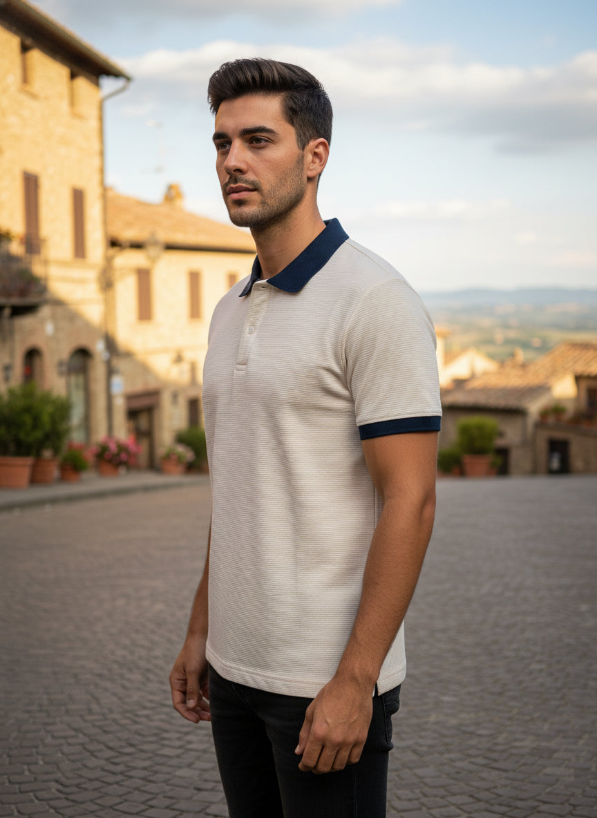 Men's Regular Fit Polo Neck T-shirt - White