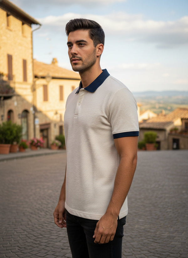 Men's Regular Fit Polo Neck T-shirt - White