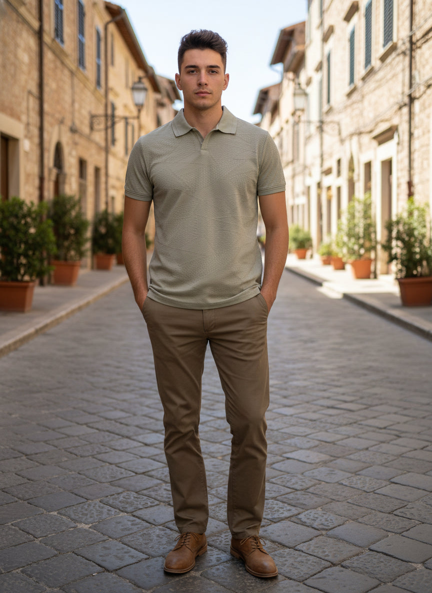 Men's Regular Fit Polo Neck T-shirt - Khaki