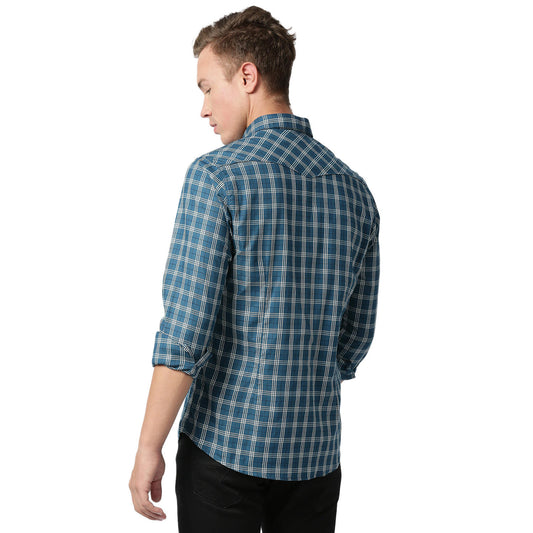 Killer Slim Fit Check Blue Shirts