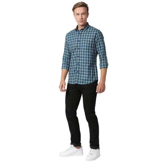 Killer Slim Fit Check Blue Shirts