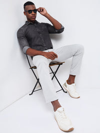 Full sleeves Slim Fit Mid Black Wash Indigo Solid Shirt