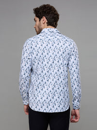 Men's Grey Printed Slim Fit Shirts