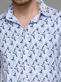 Men's Grey Printed Slim Fit Shirts