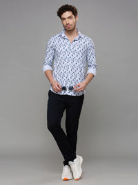 Men's Grey Printed Slim Fit Shirts
