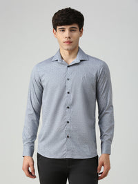 Men's Grey Printed Slim Fit Shirts