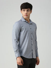 Men's Grey Printed Slim Fit Shirts