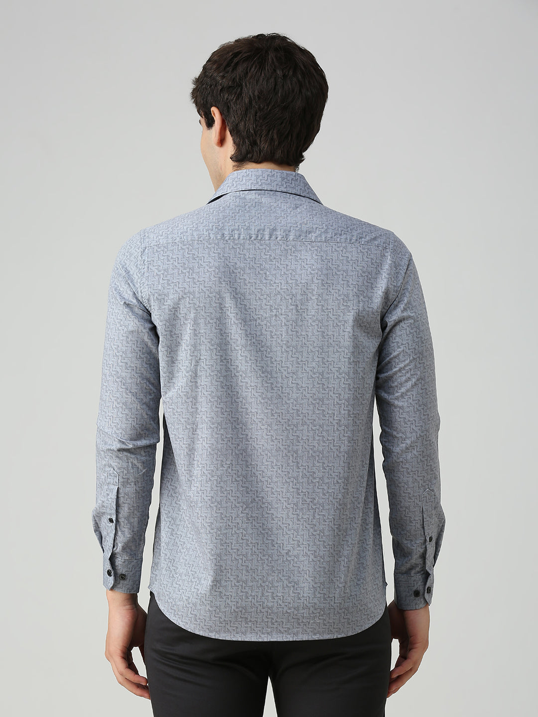 Men's Grey Printed Slim Fit Shirts